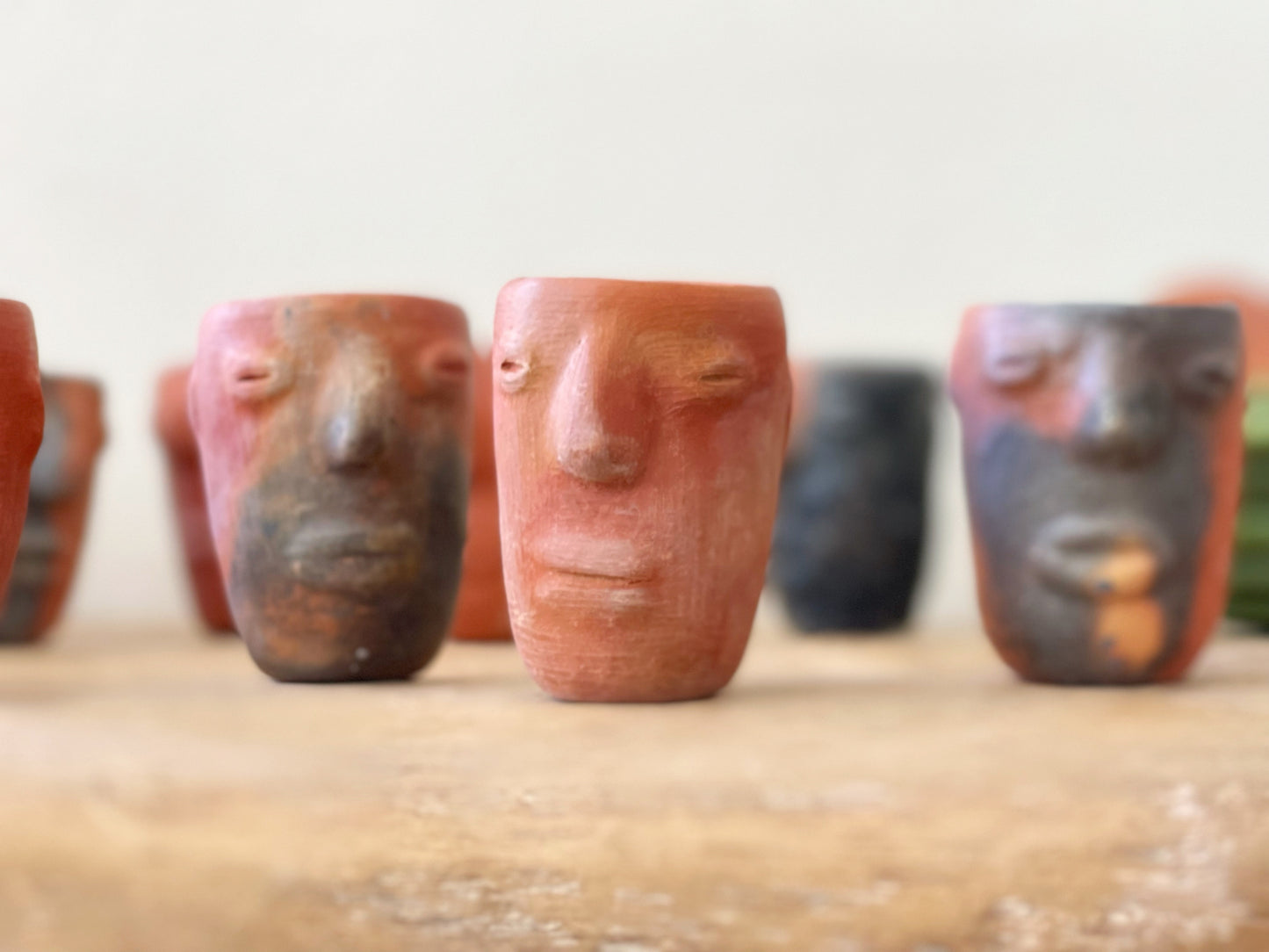 Barro Rojo con Cara - Clay Face Mezcal Copita Set