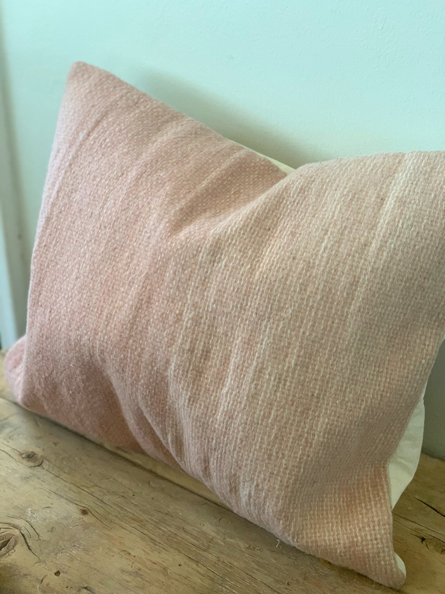 Natural Wool Pillow Cover, Ombré Pink