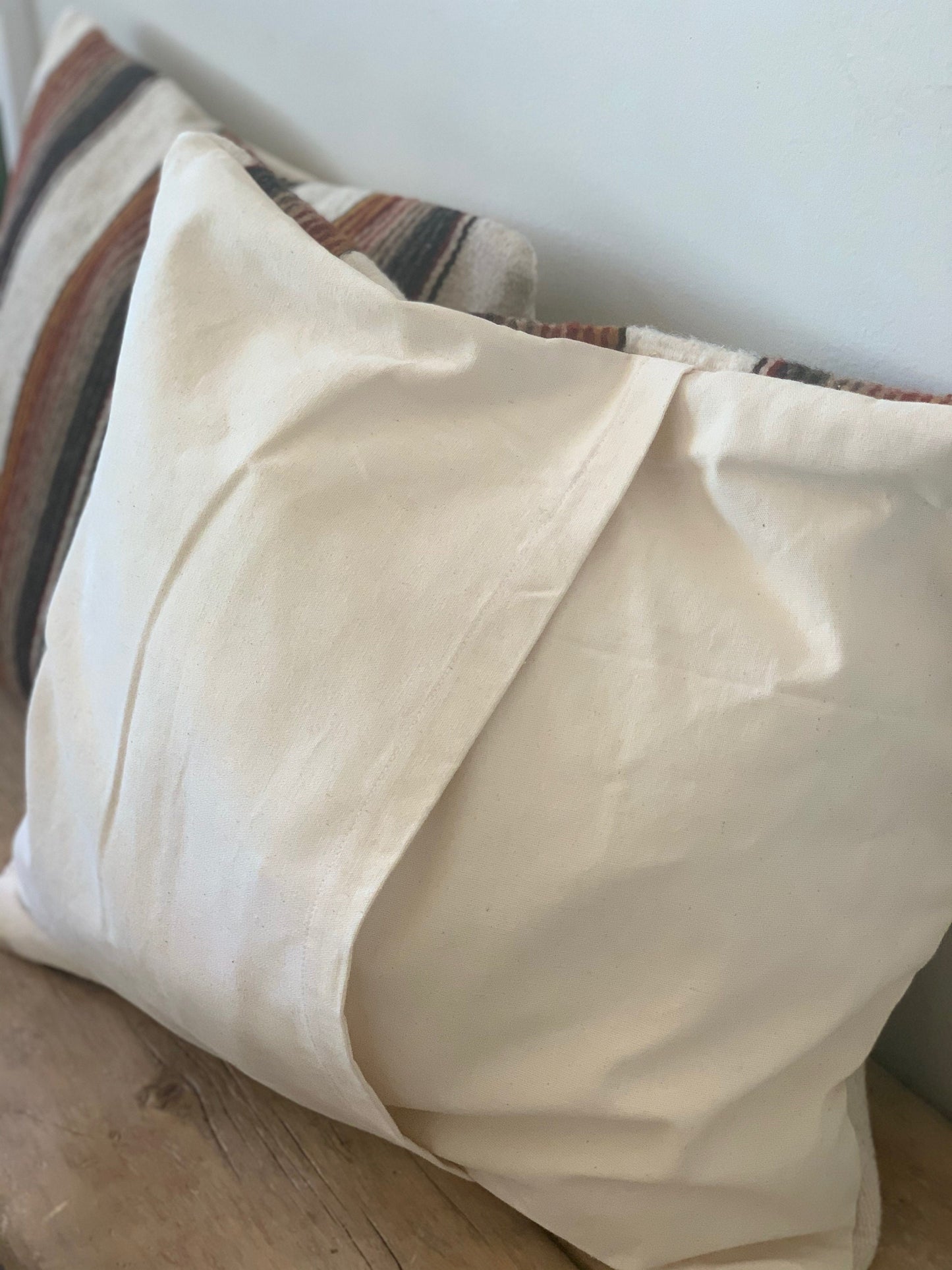 Natural Wool Pillow Cover, Warm Stripes