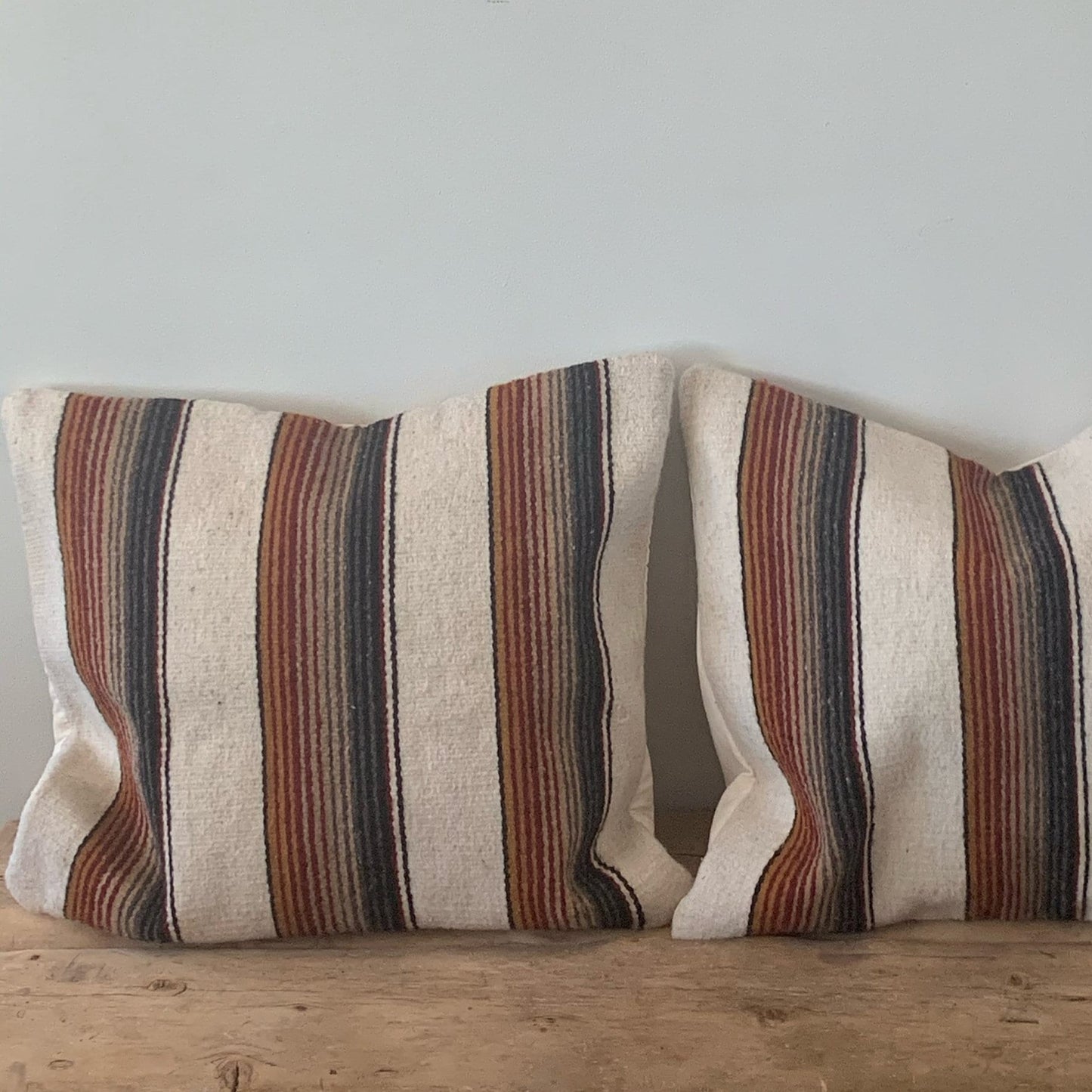 Natural Wool Pillow Cover, Warm Stripes