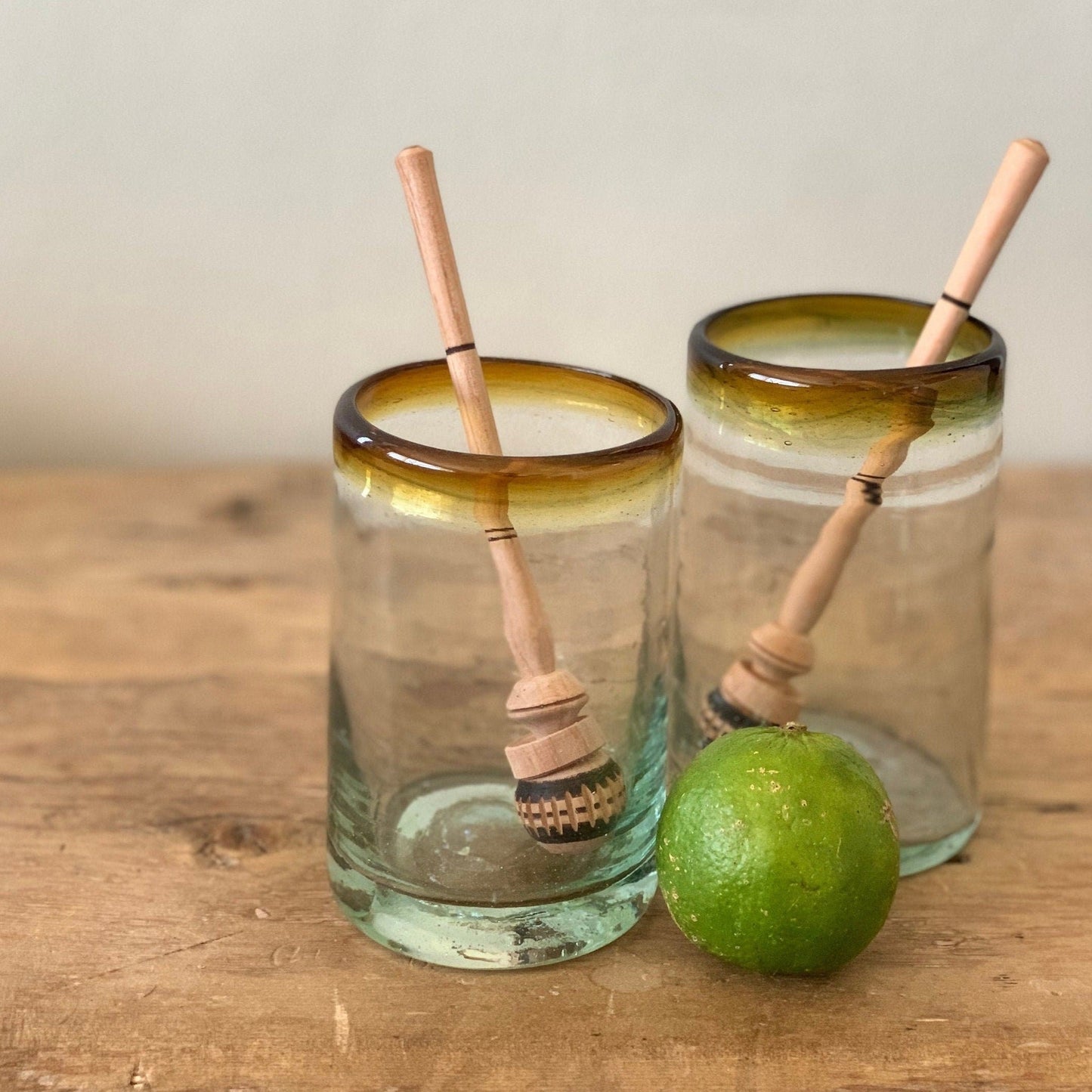 Blown Glass Tumbler Set - Amber