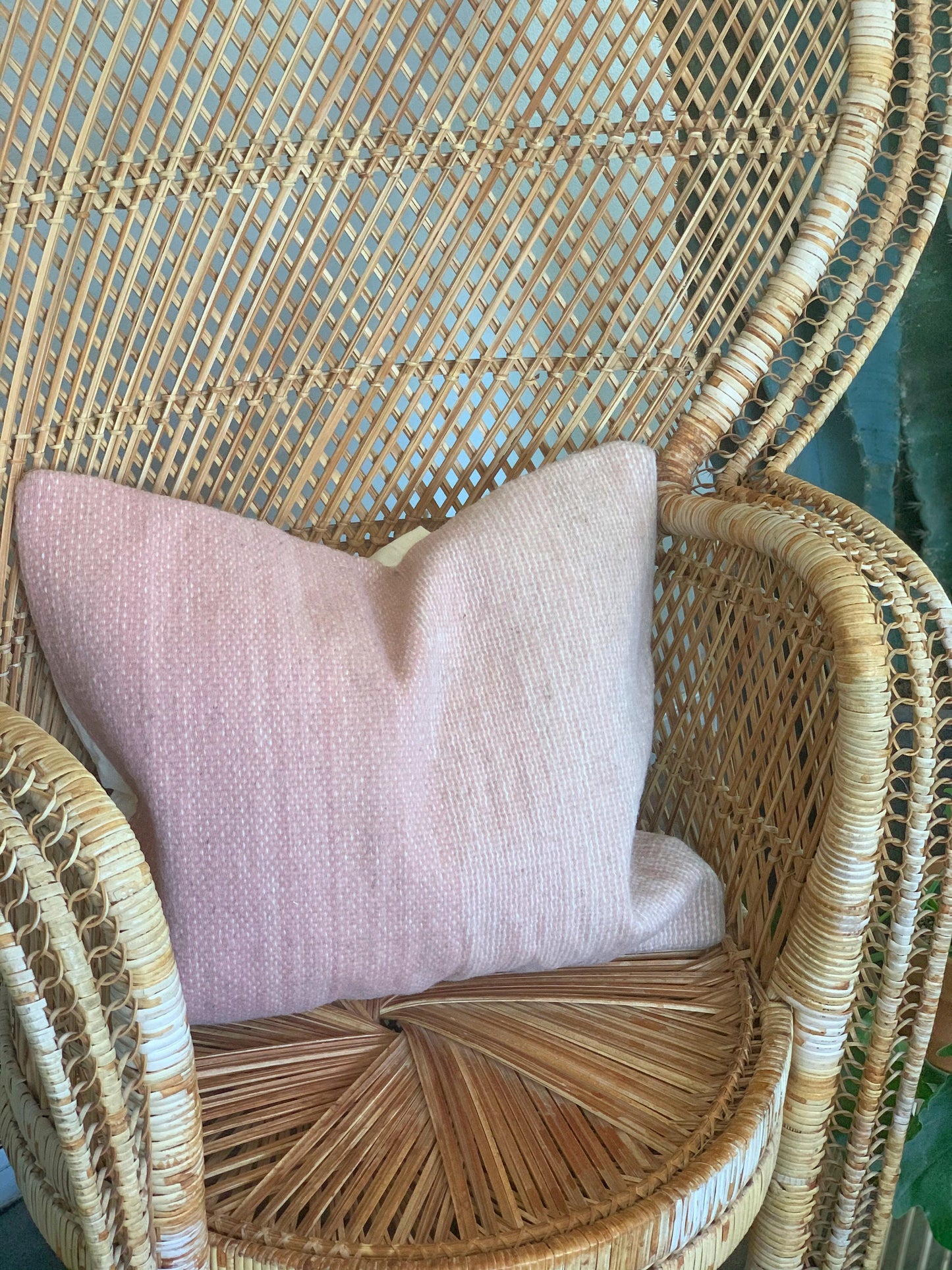 Natural Wool Pillow Cover, Ombré Pink