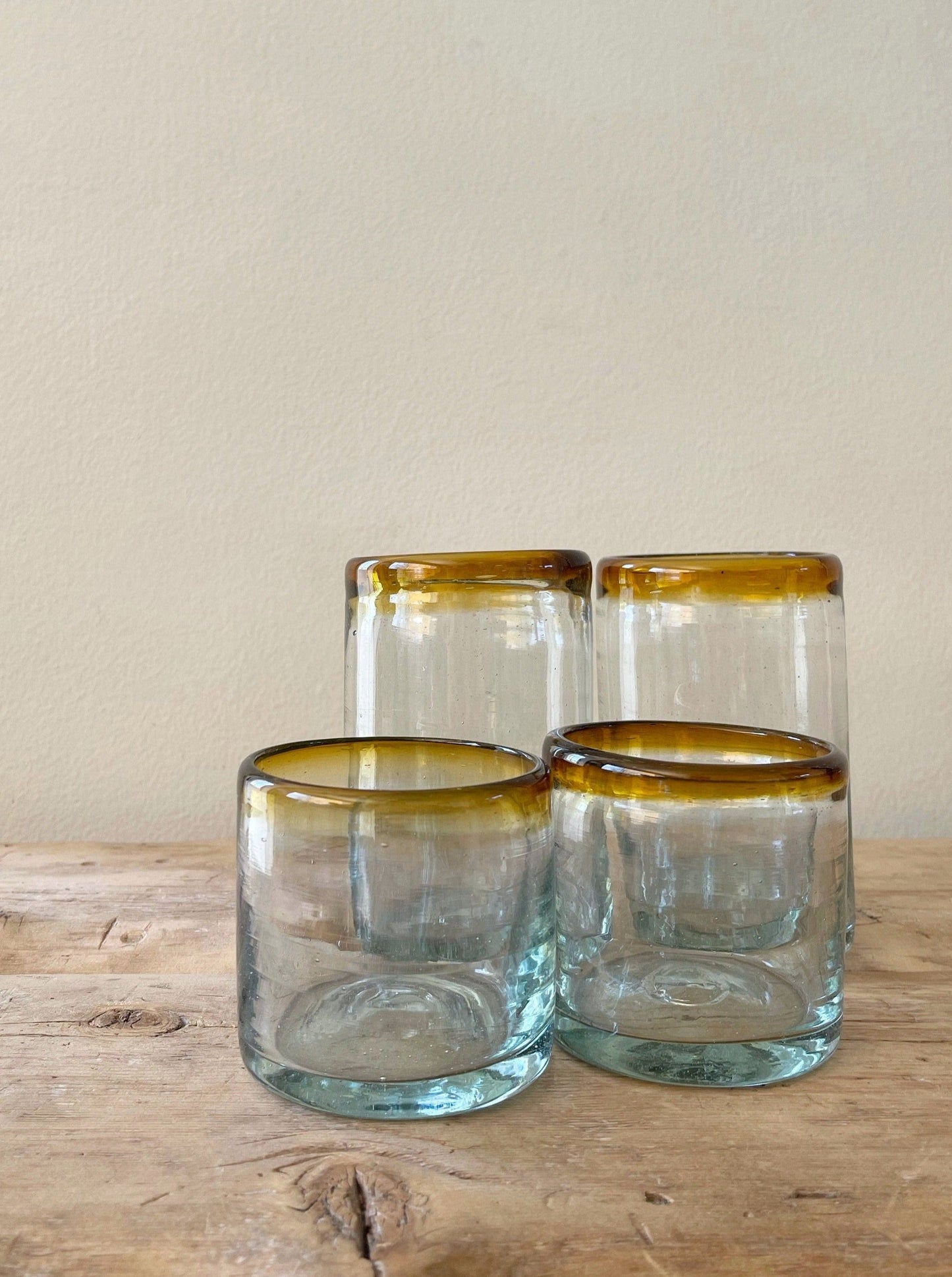Blown Glass Tumbler Set - Amber